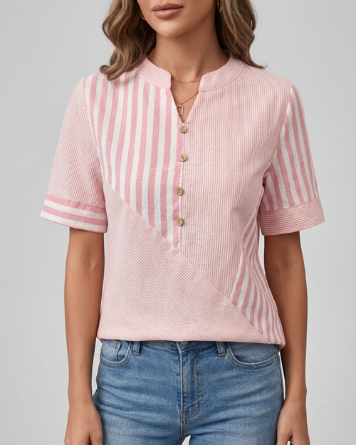The Willow Stripe Button Detail Blouse